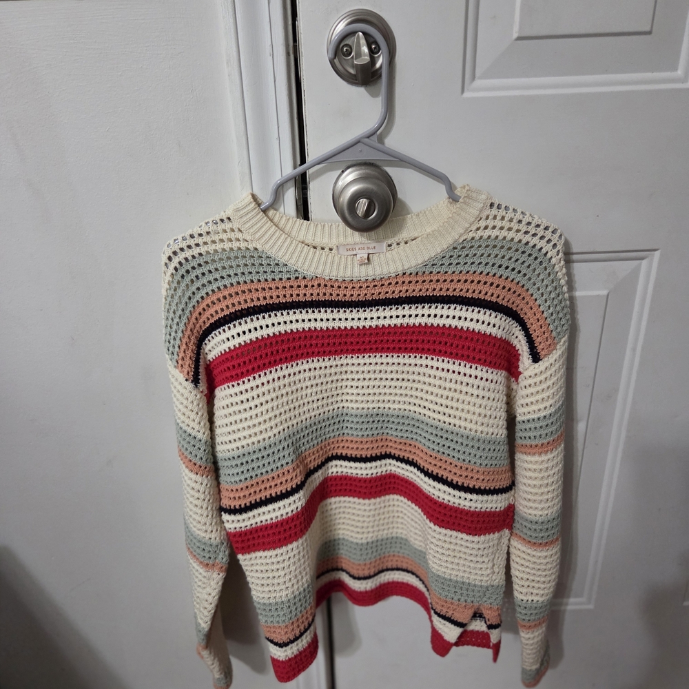 Skies Are Blue Colorful Striped Sweater XS